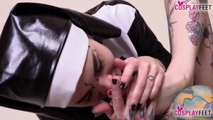 Sexy Nun in Pantyhose Shows Everything