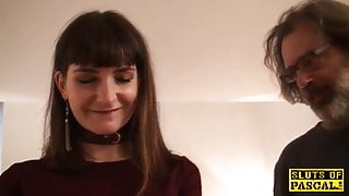 Real british sub takes a load down her throat