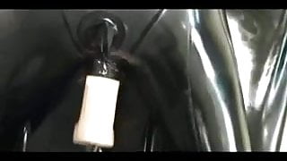 Bound latex babe machine fucked