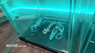 Young busty blonde gets ass fucked in the anal gyno chair