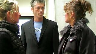 Enslaved by smoking twin dominatrixes and blown off hard!