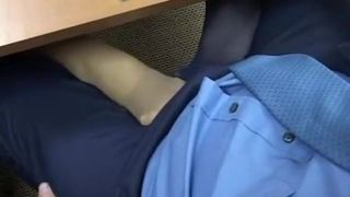 Double Nylon Foot Crotch Rub